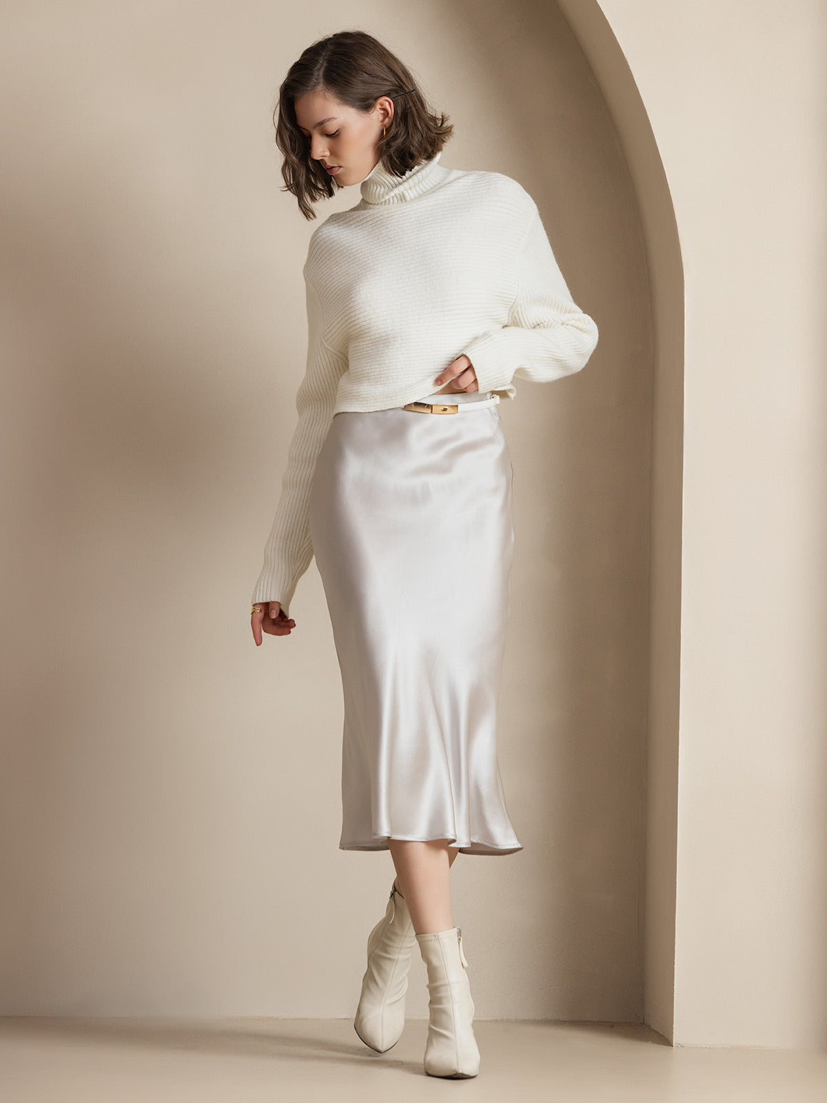 [Vaalean Harmaa] SilkSilky-FI 19Momme Skirt 001,