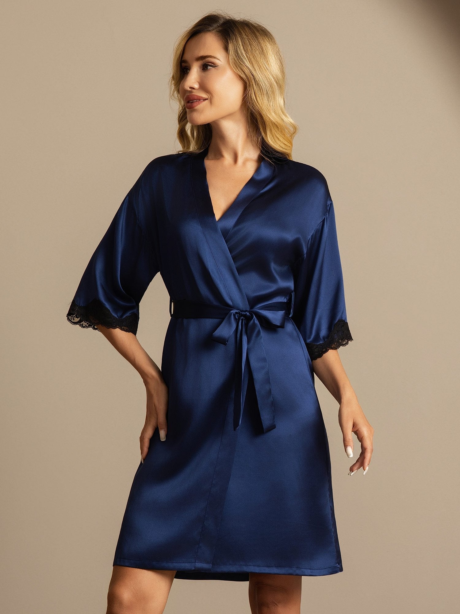 [Tummansininen] SilkSilky-FI Womens Robe 005