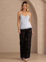 [Harmaansininen] SilkSilky-FI Spaghetti Strap V Neck Camisole Top 007