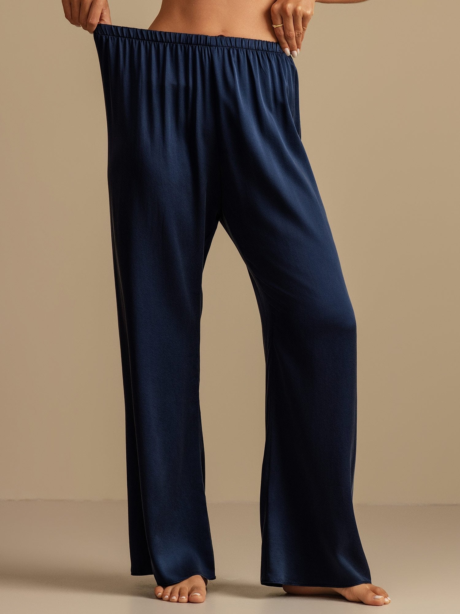 [Tummansininen] SilkSilky-FI 19Momme Womens Sleep Bottoms 005,