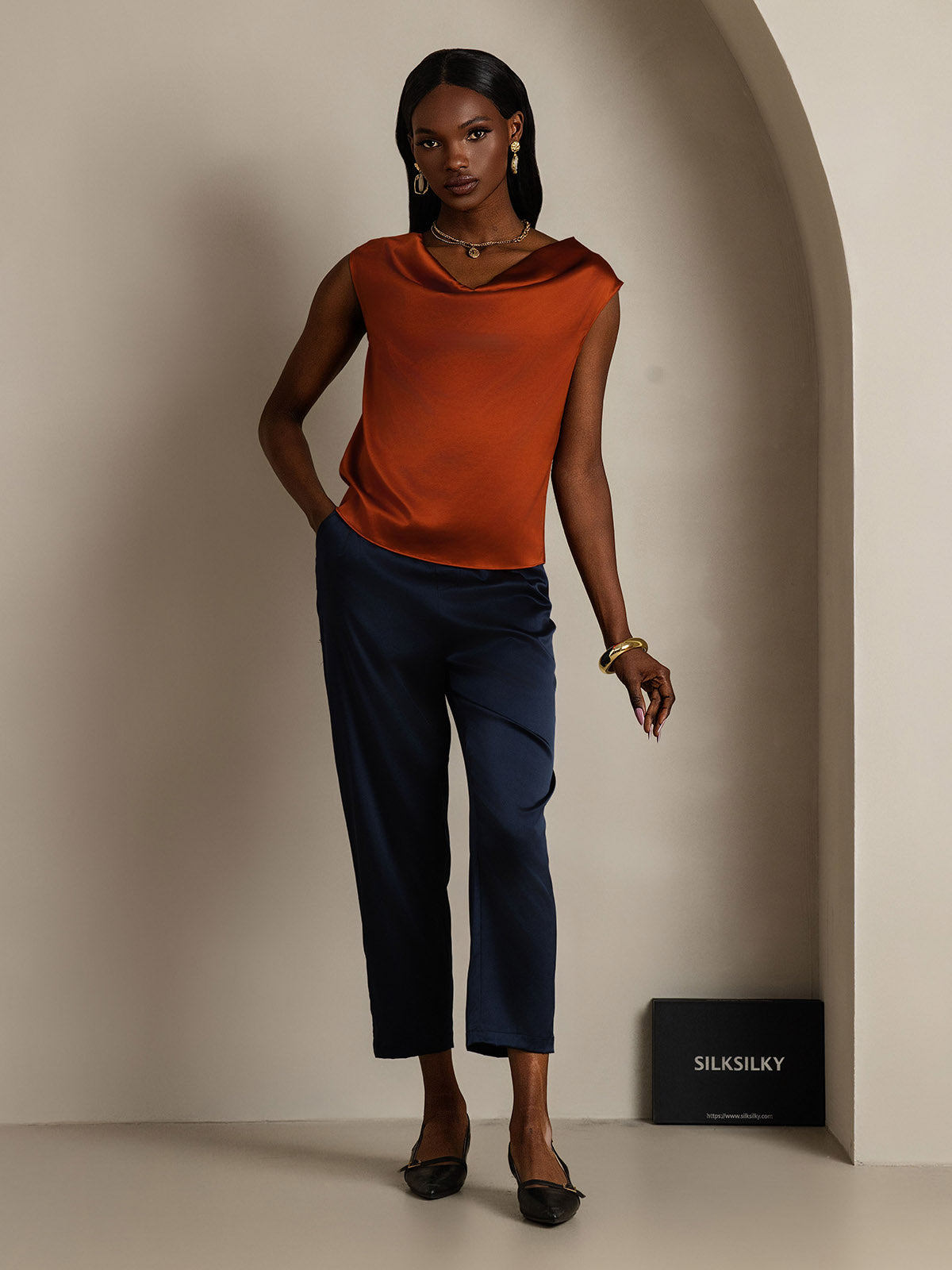 [Karamelli] SilkSilky-FI 19Momme Womens T-Shirt 007,