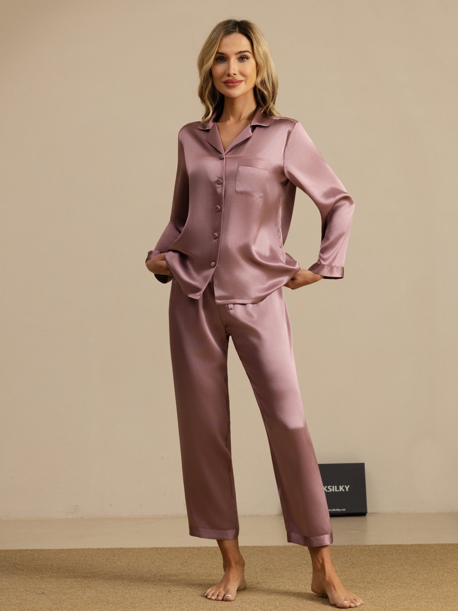 [Vaalean Mauve] SilkSilky-FI Naisten Pyjamat 001