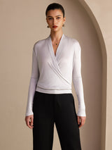 [Harmaa] SilkSilky-FI Long Sleeve Wrap Naisten Puserot 001