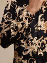 [Musta Lohikäärme] SilkSilky-FI Long Sleeve Lapel Collar Miesten Paita 007