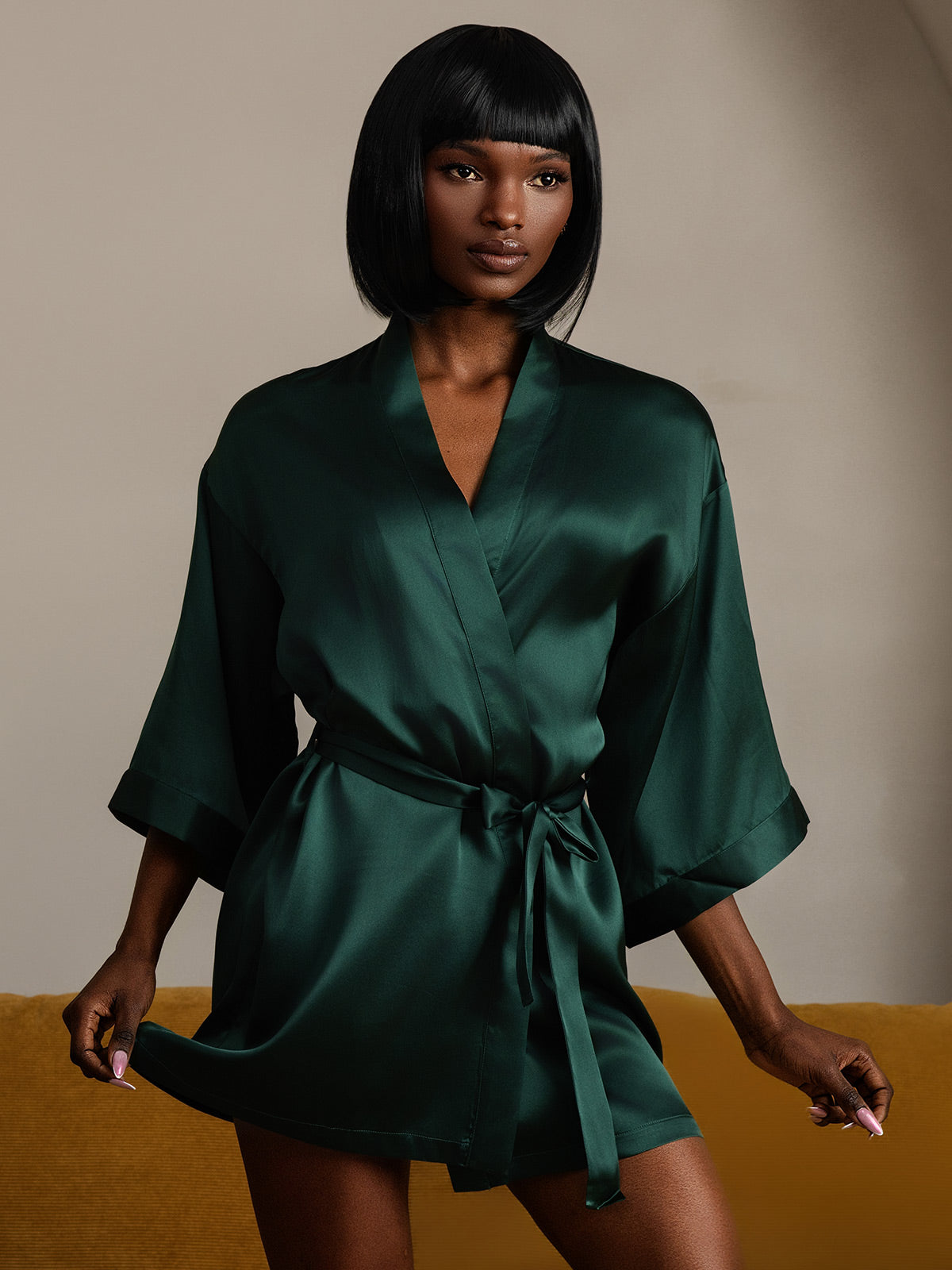 [Tummanvihreä] SilkSilky-FI Womens Robe 004