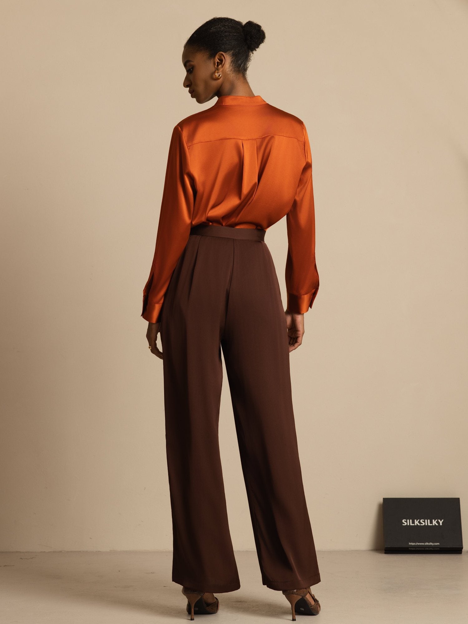 [Tumma Suklaa] SilkSilky-FI 19Momme Silkki Womens Pants 002