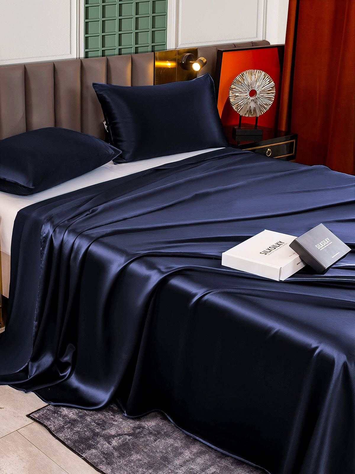 [Tummansininen] SilkSilky-FI 25Momme Bedding Set 004