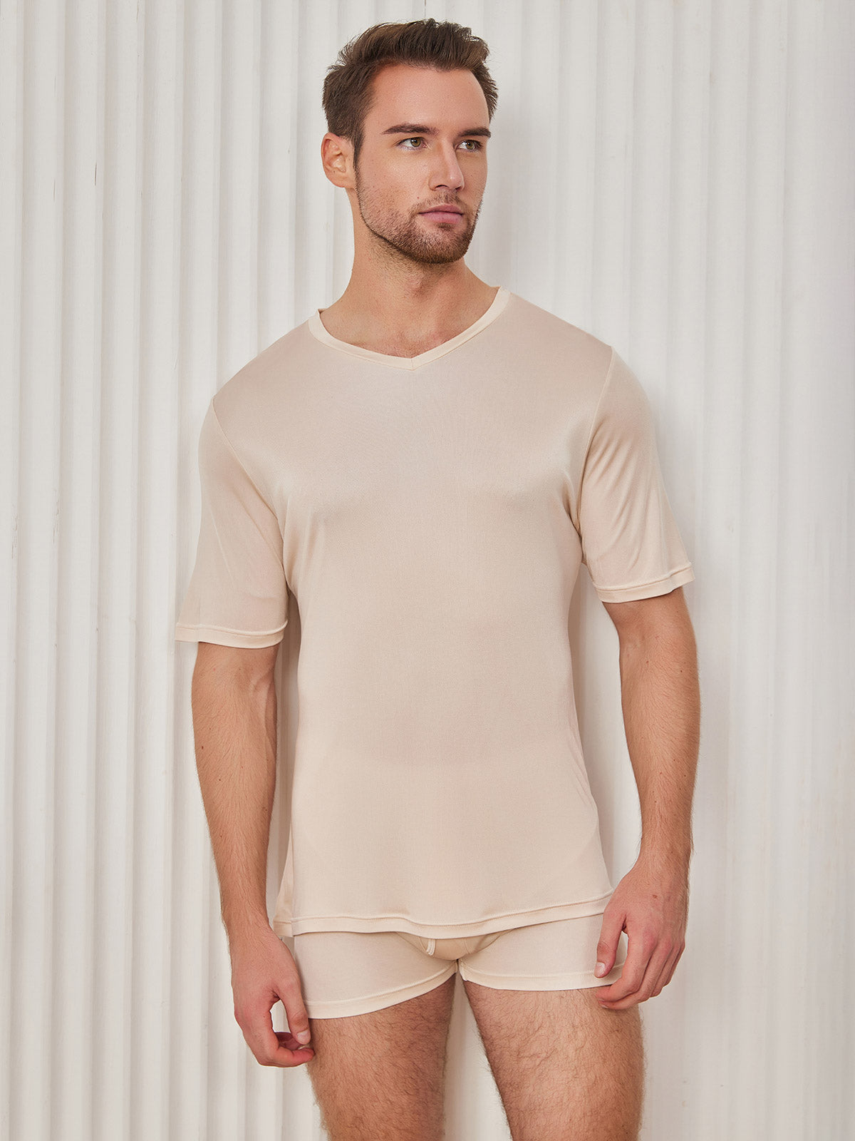 SilkSilky-FI Mens T-Shirt Beige 004