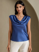[Aito Petrooli] SilkSilky-FI Cap Sleeve Cowl Neck Naisten T-paita 001