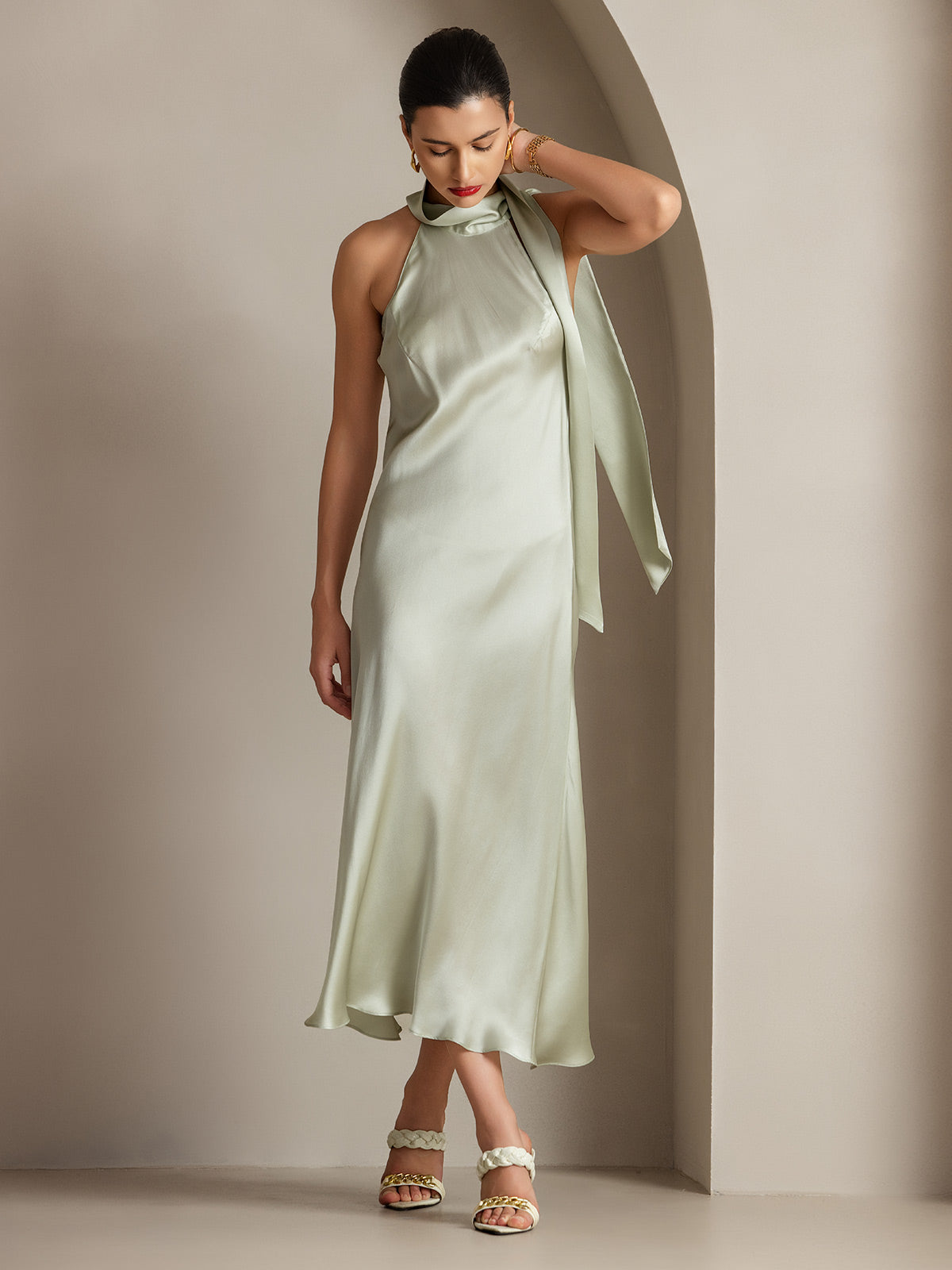 [Vaaleanvihreä] SilkSilky-FI 19Momme Dress 005