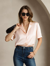 [Pinkki] SilkSilky-FI Short Sleeve Notkokaulus Naisten paita 003