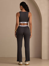 [Harmaa] SilkSilky-FI Sleeveless Crew Neck Women's Outfit Sets 002