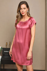 [Vaalean Mauve] SilkSilky-FI Cap Sleeve Square Neck Yöpaita 006