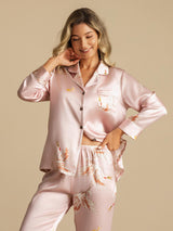 [Pinkki] SilkSilky-FI Long Sleeve Notkokaulus Naisten Pyjamat 006