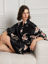 [Musta] SilkSilky-FI 3/4 Sleeve Naisten Aamutakki 004