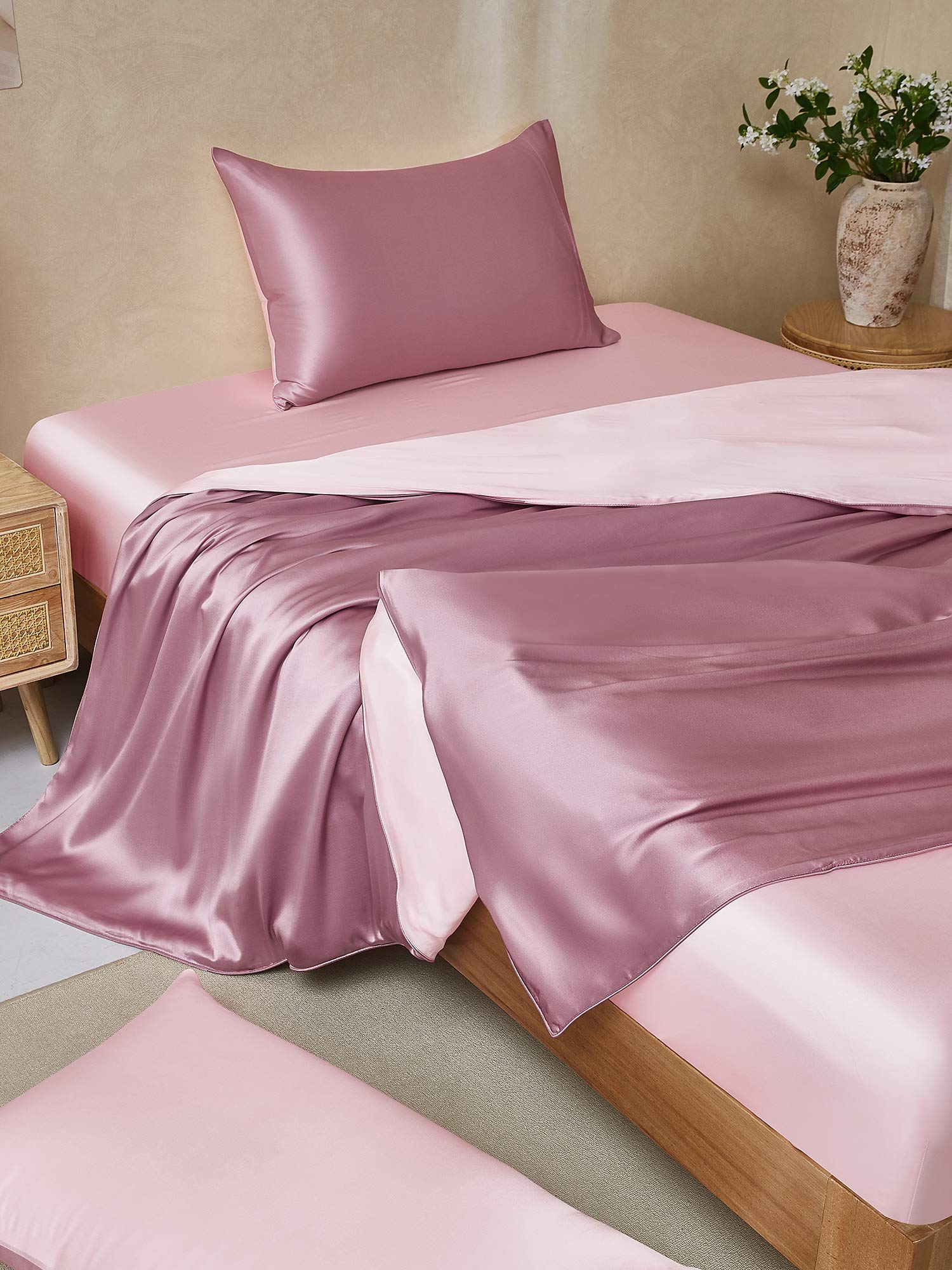 [VaaleanMauve+VaaleaPinkki] SilkSilky-FI 25Momme Bedding Set 001,
