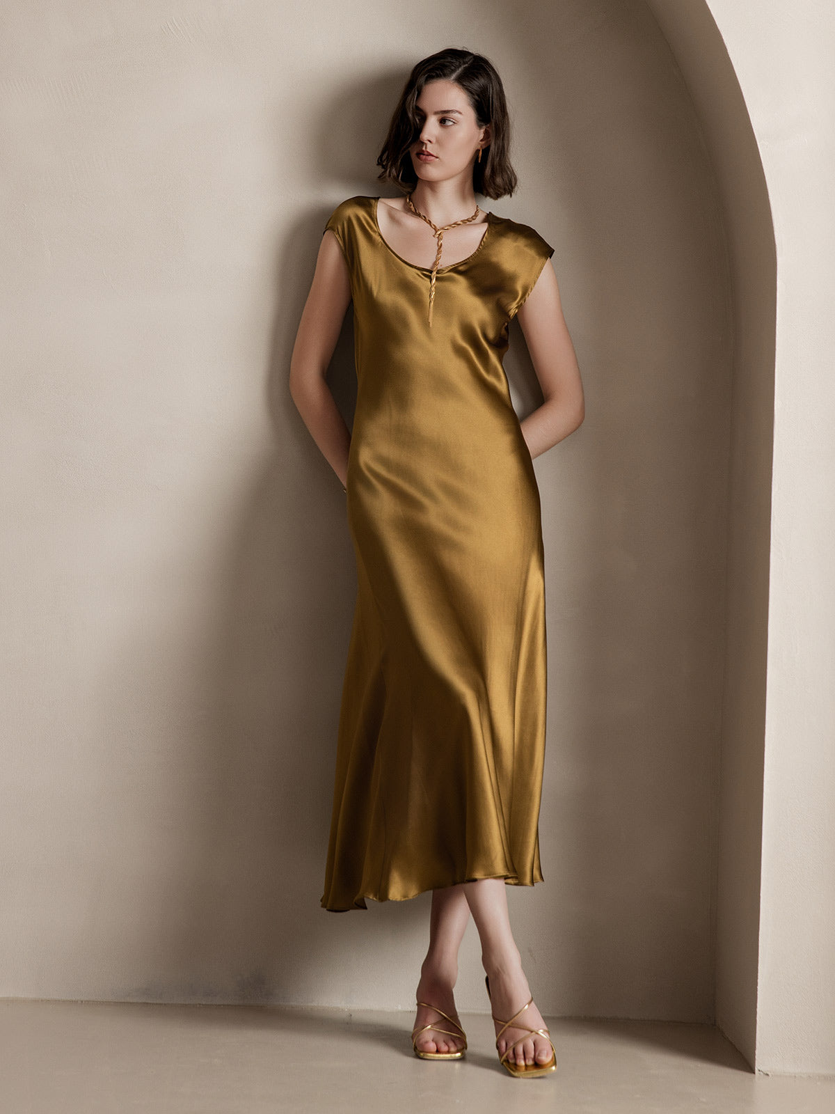 [Ruskea] SilkSilky-FI 19Momme Dress 008