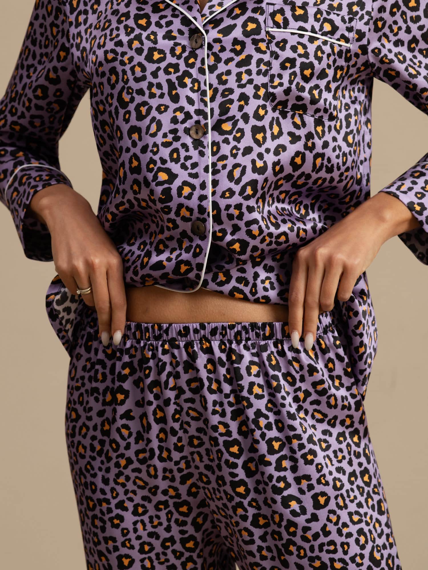 [Violetti Leopardi] SilkSilky-FI Naisten Pyjamat 005