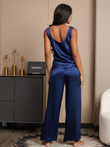 [Tummansininen] SilkSilky-FI Hihaton Neliskulmainen Kaulus Camisole Setti 002