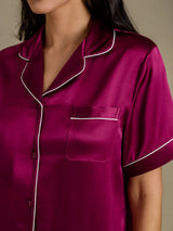 [Fuksia] SilkSilky-FI Short Sleeve Notkokaulus Naisten Pyjamat 004