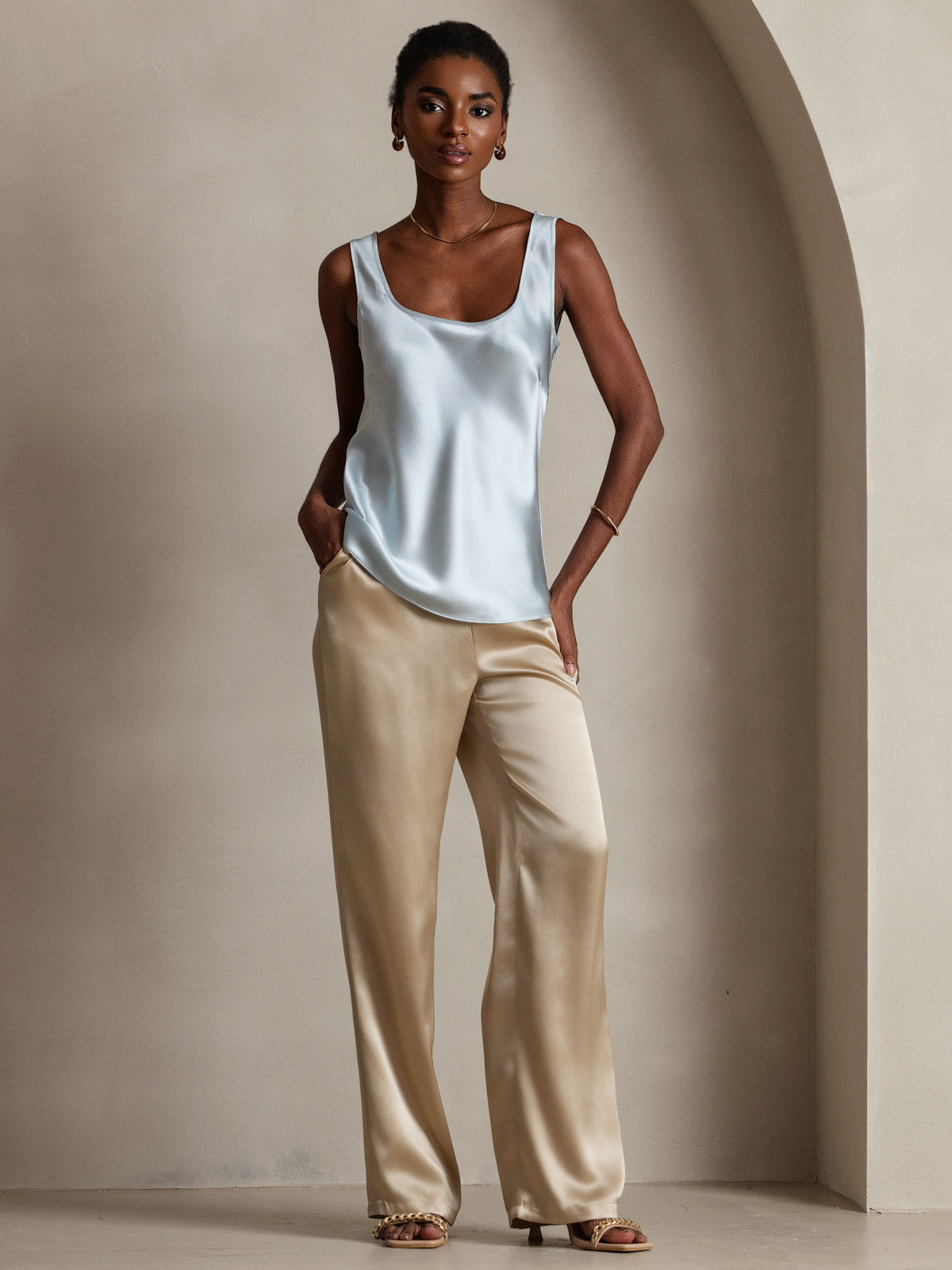 [Vaaleansininen] SilkSilky-FI 19Momme Camisoles 008