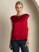 [Viini] SilkSilky-FI Cap Sleeve Round Neck Naisten T-paita 004