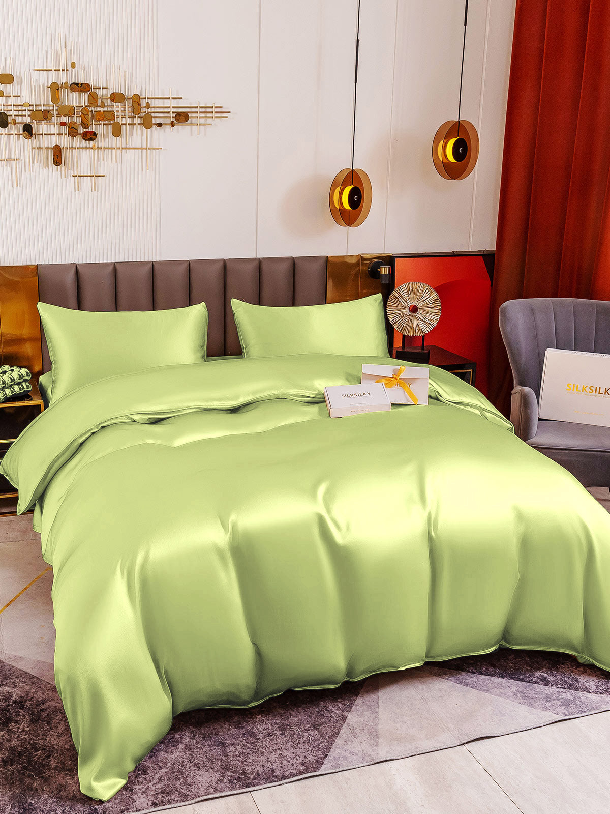 [Mintunvihreä] SilkSilky-FI 19Momme Bedding Set 005