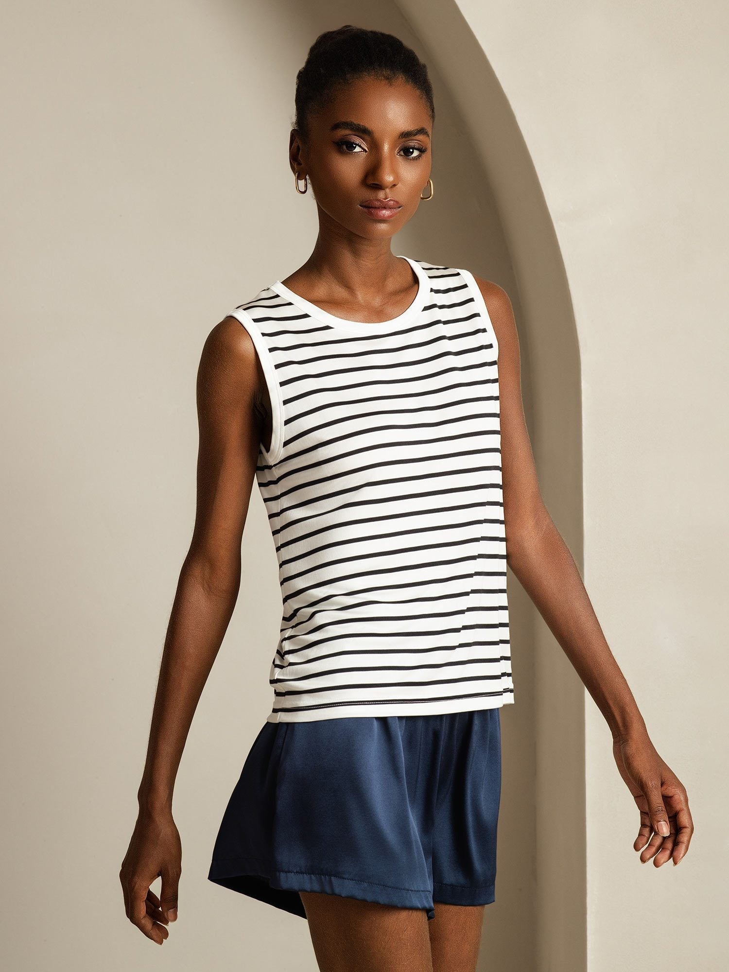 [Valkoinen Raita] SilkSilky-FI Pure Silk Camisoles 003