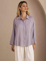 [Violetti] SilkSilky-FI Long Sleeve Lapel Collar Pusero 003