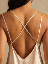 [Vaalea Pinkki] SilkSilky-FI Spagettihihna V Neck Yöpaita 005
