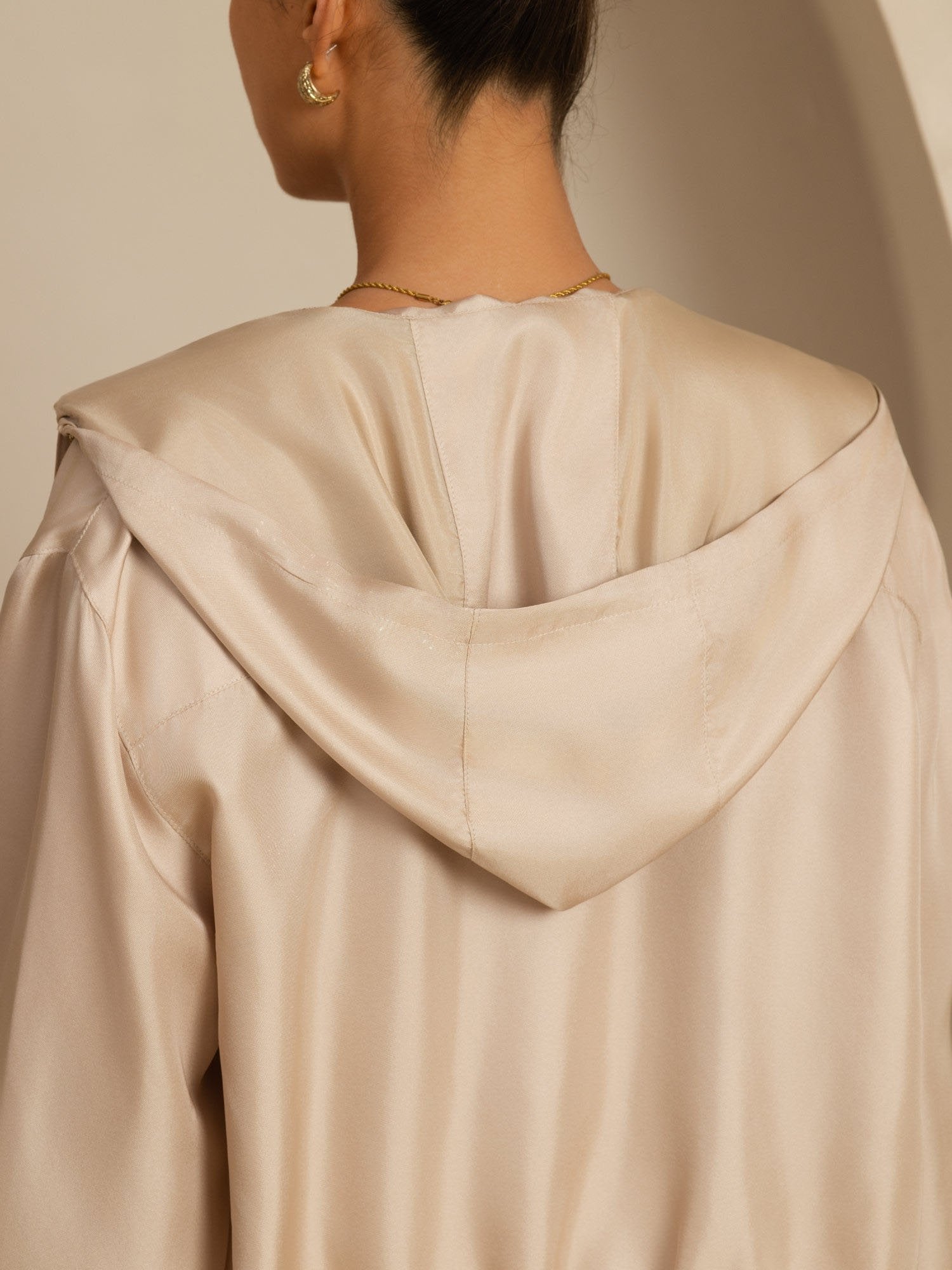 [Tan] SilkSilky-FI 18Momme Pitkähihainen Pystykaulus Naisten Päällysvaatteet 004