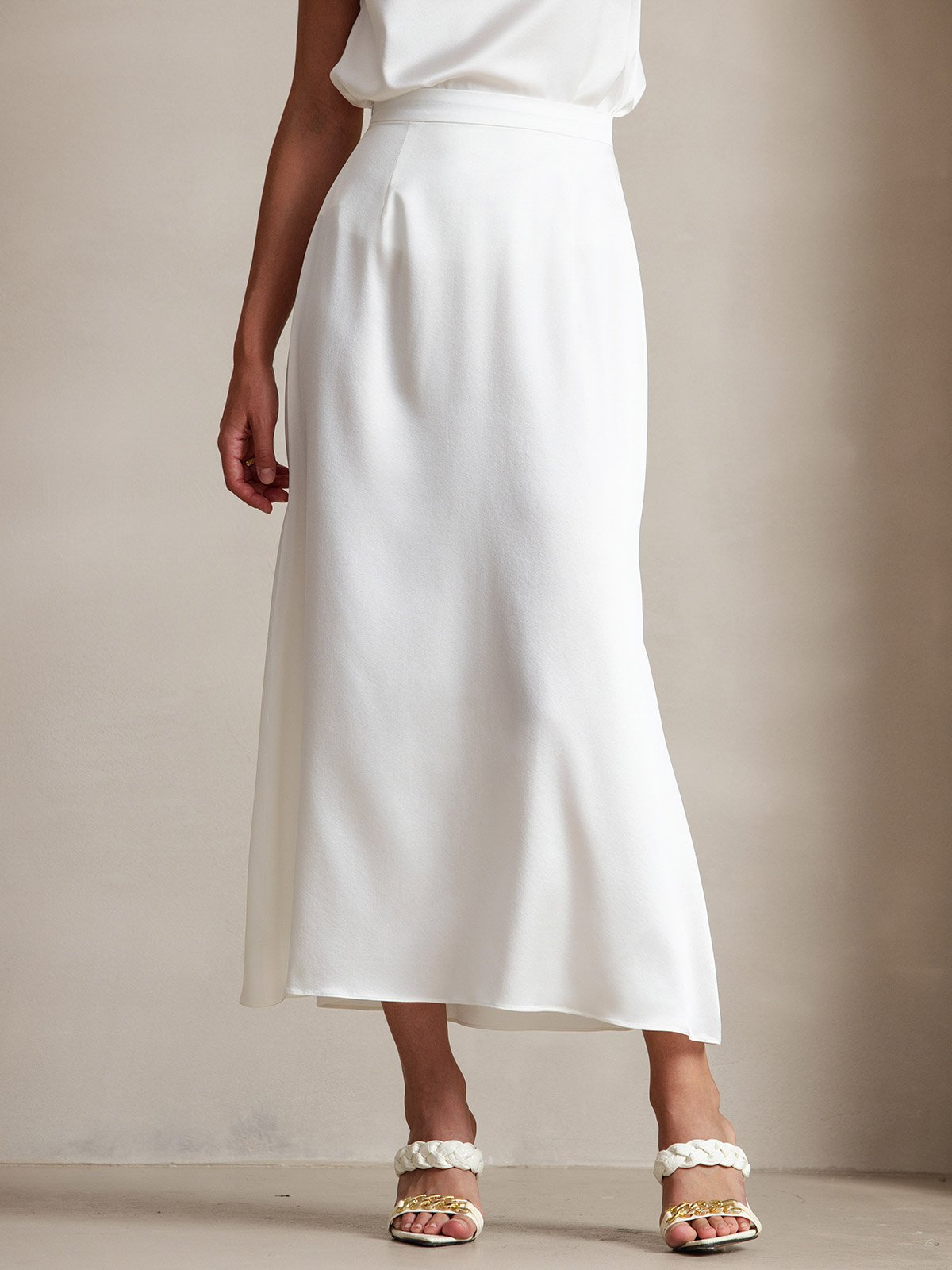 [Valkoinen] SilkSilky-FI 19Momme Silk Skirt 001