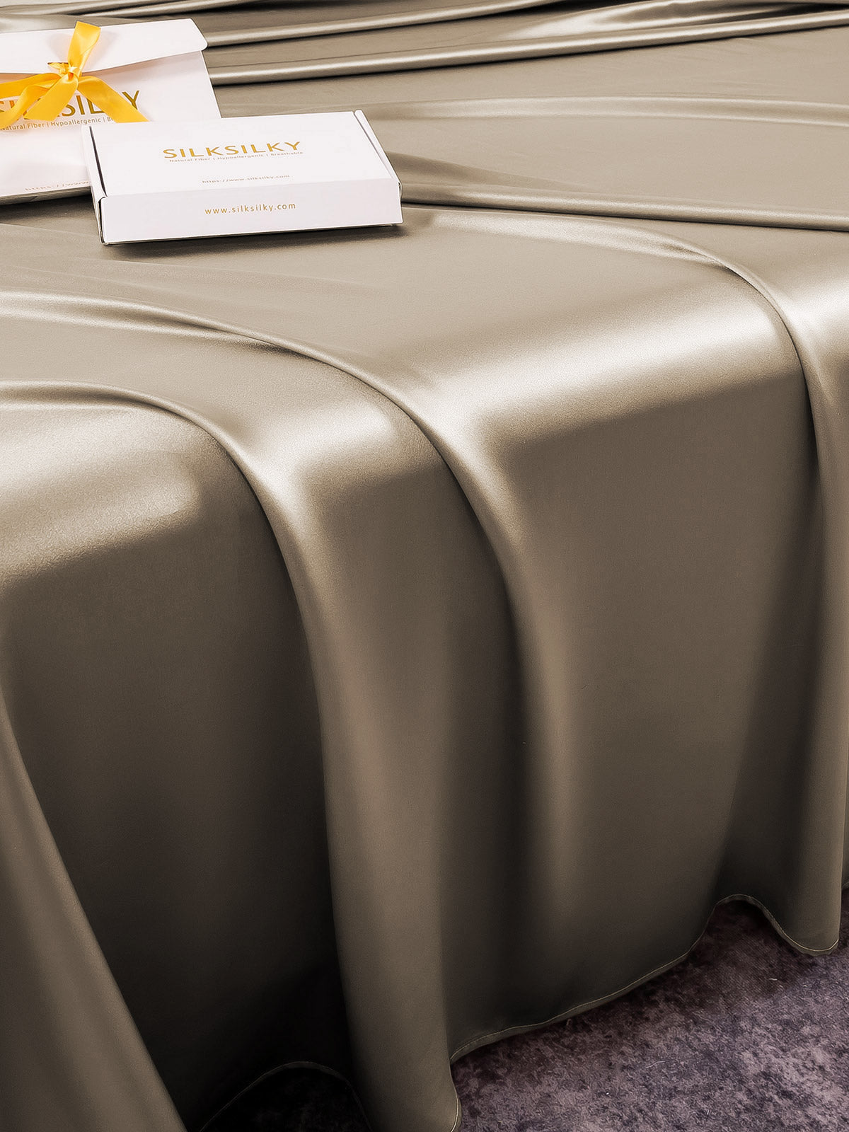 [Khaki] SilkSilky-FI 19Momme Vuodevaatteet Setti 004