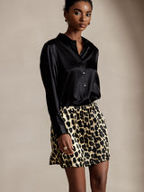 [Musta] SilkSilky-FI Long Sleeve Lapel Collar Naisten paita 005