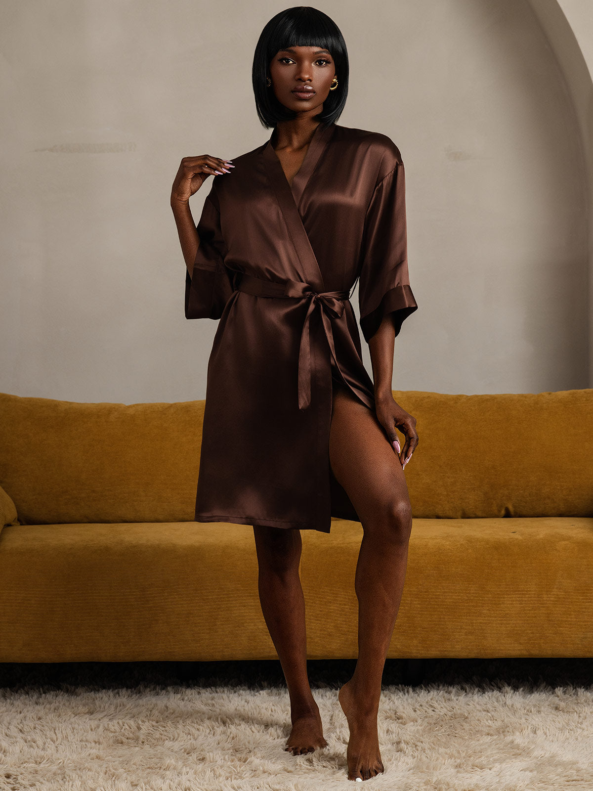 [Kahvi] SilkSilky-FI Womens Robe 009