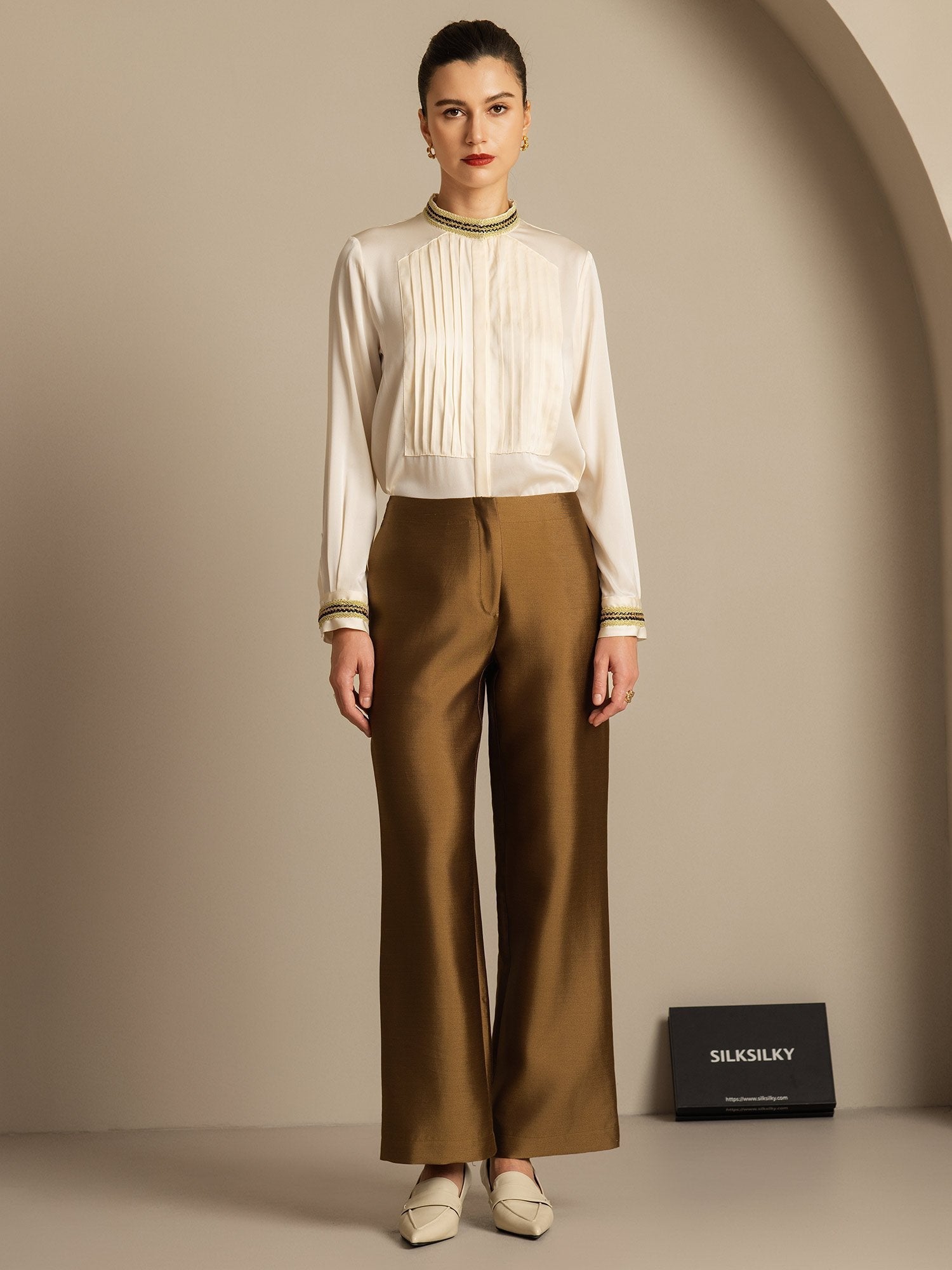 [Pronssi] SilkSilky-FI 32Momme Silk-Wool Blend Womens Pants 005,