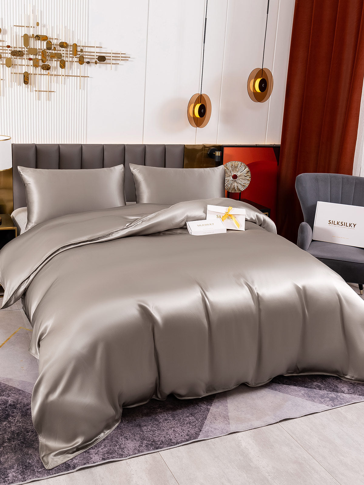 [Harmaa] SilkSilky-FI 19Momme Bedding Set 003