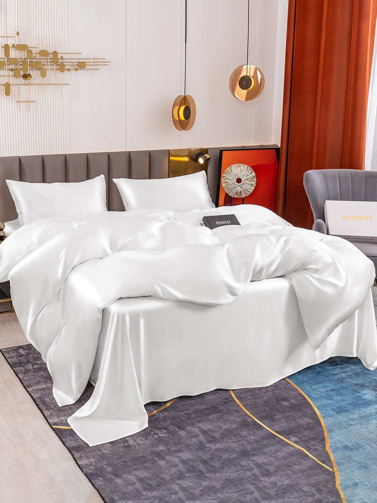 [Valkoinen] SilkSilky-FI 19Momme Bedding Set 005