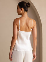 [Valkoinen] SilkSilky-FI Spaghetti Strap V Neck Camisole Top 002