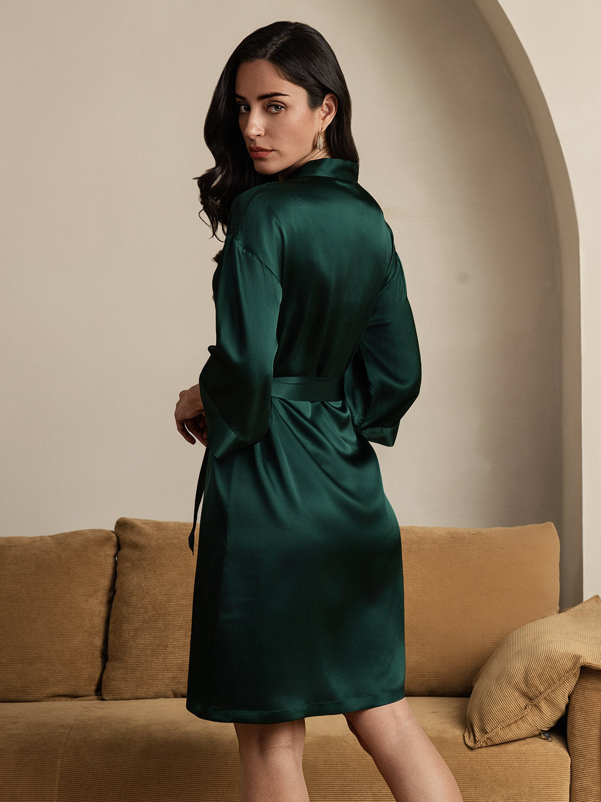 [Tummanvihreä] SilkSilky-FI Womens Robe 002