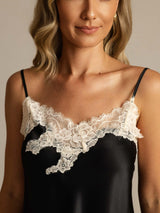 [Musta] SilkSilky-FI Spaghetti Strap V Neck Camisole Setti 004