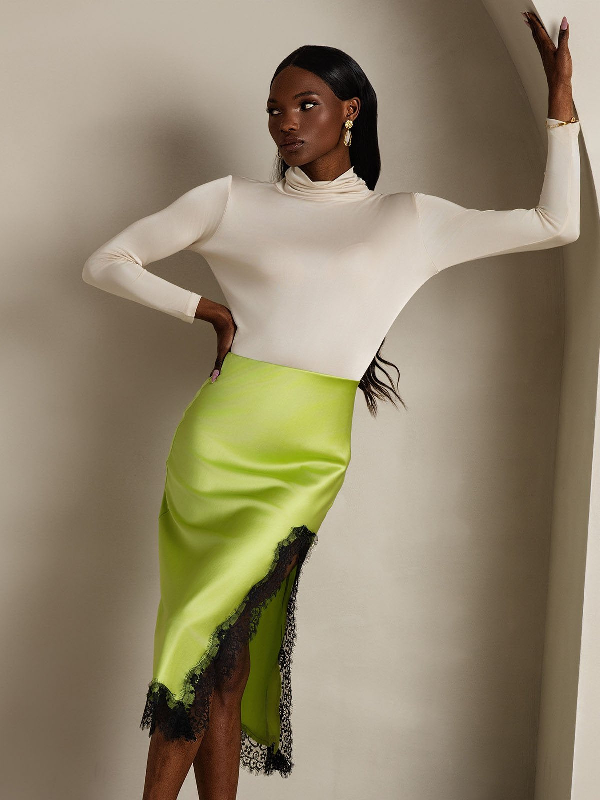 [Beige] SilkSilky-FI Silk Long Sleeve Womens T-Shirt 001