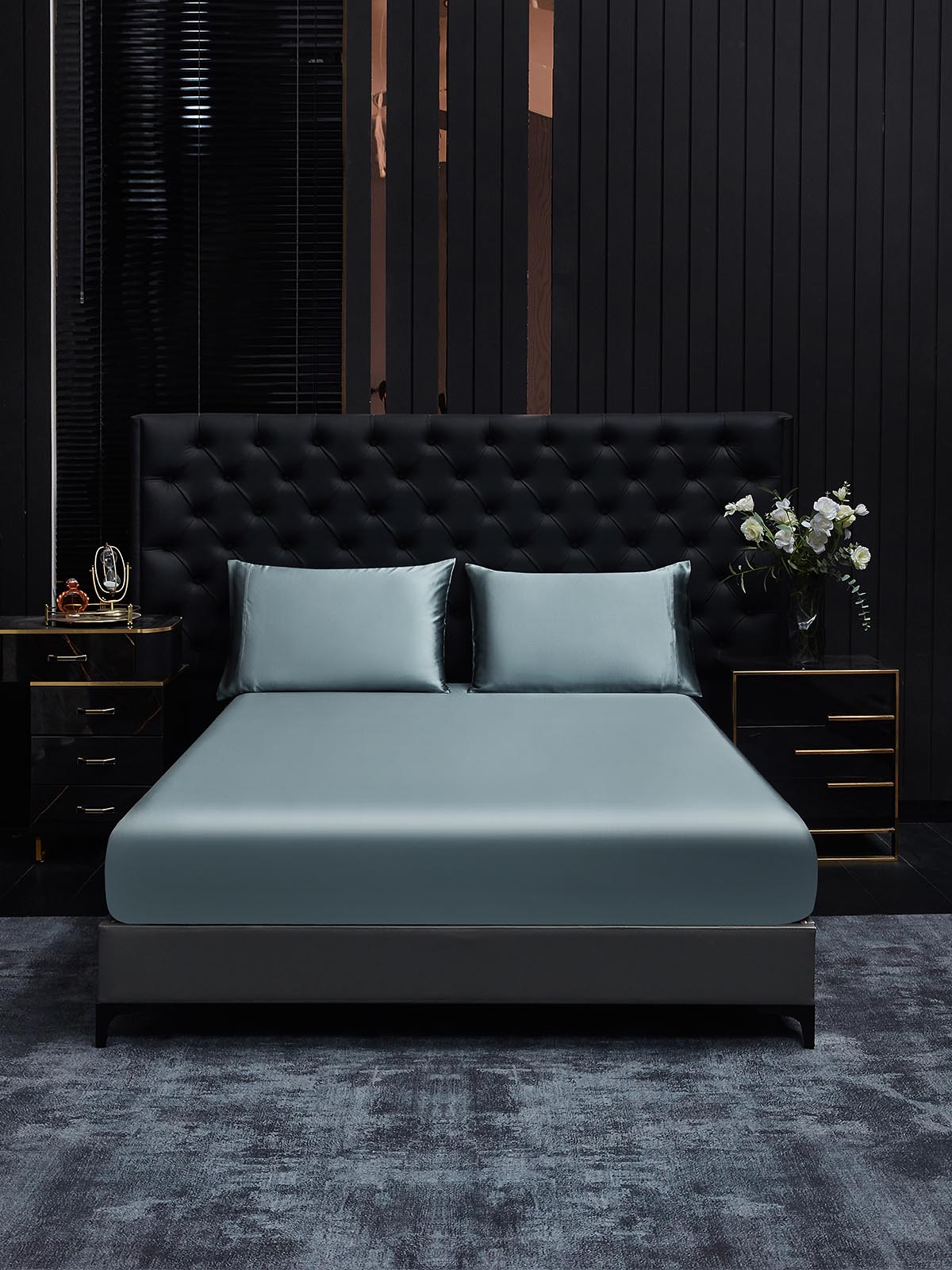 [Harmaansininen] SilkSilky-FI 22Momme Bedding Set 001