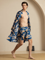 [Navy Lohikäärme] SilkSilky-FI Long Sleeve Miesten Pyjamat 004