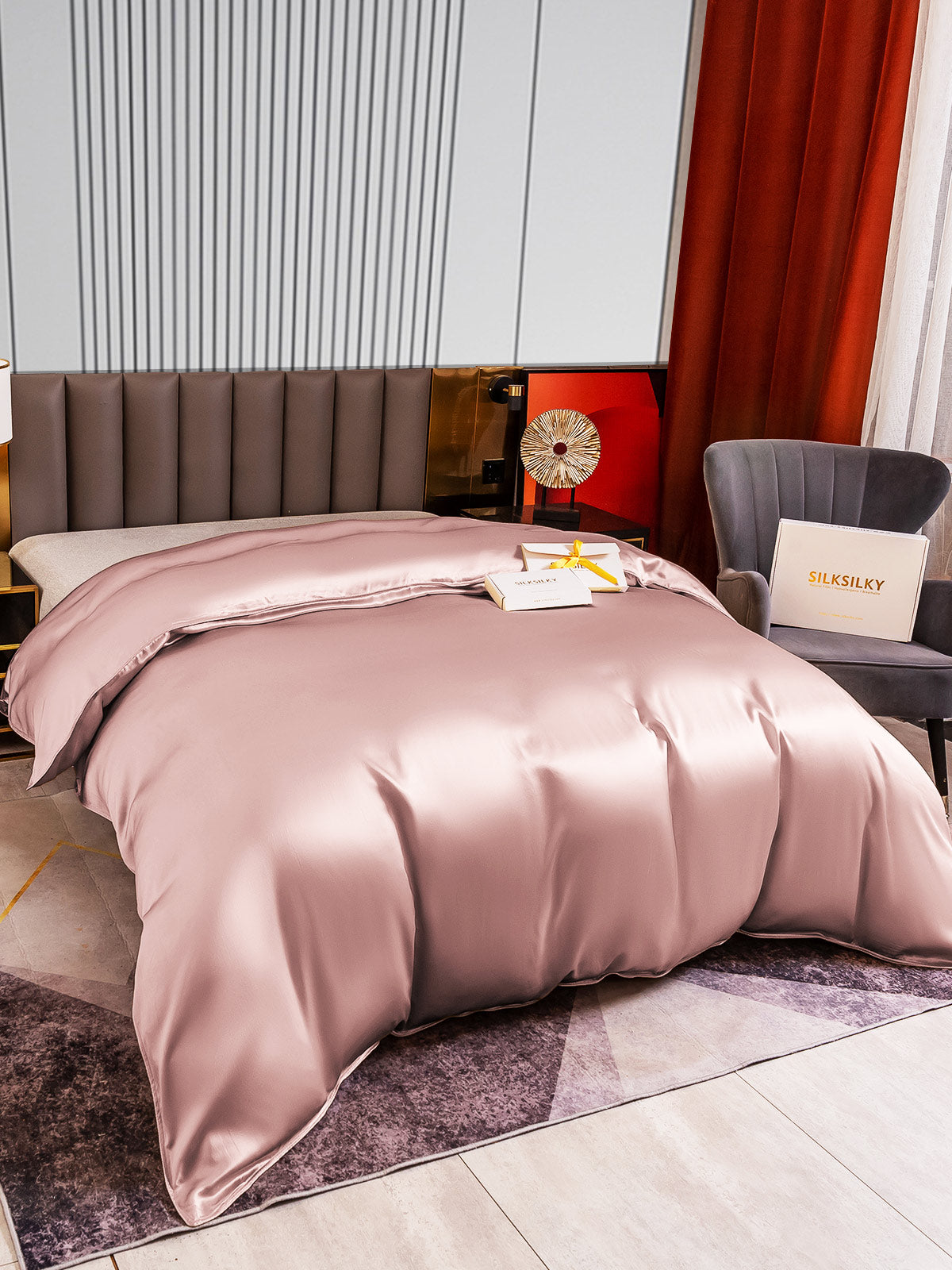 [Vaalean Mauve] SilkSilky-FI 22Momme Duvet Cover 003
