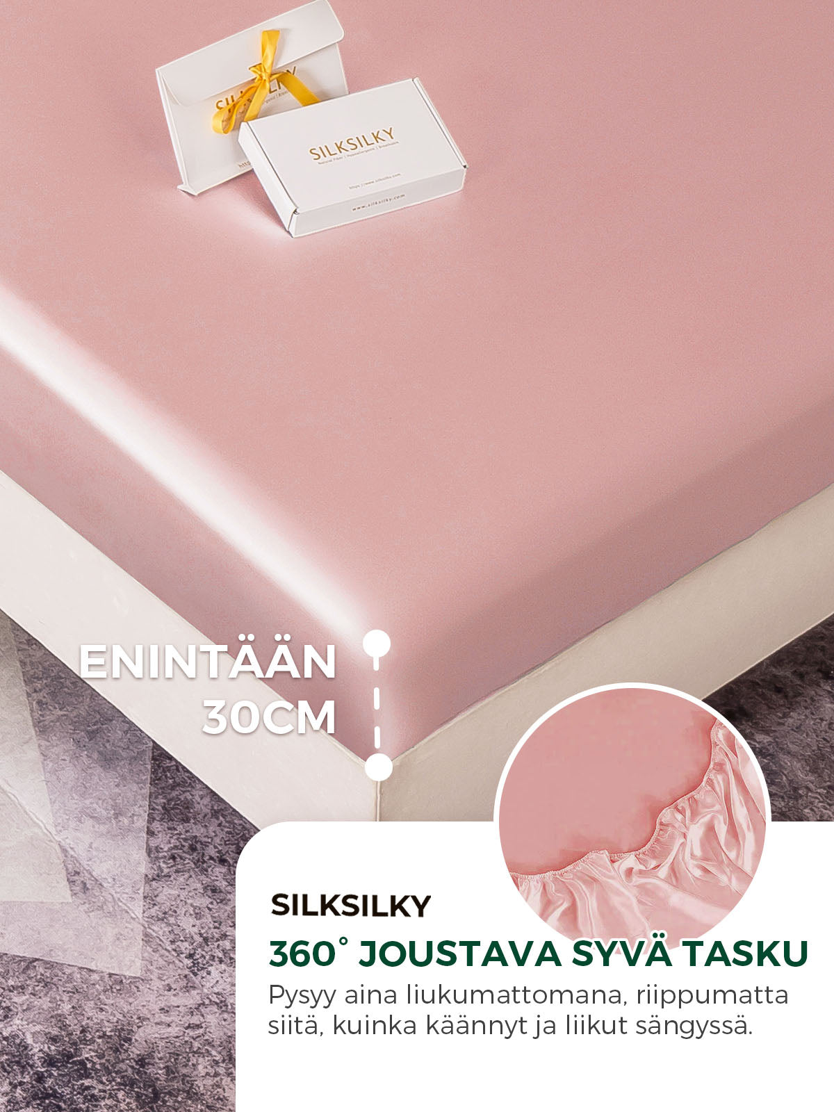 [Vaalean Mauve] SilkSilky-FI 22Momme Pure Silk Sheet 004