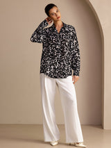 [Musta Pilkku] SilkSilky-FI Long Sleeve Lapel Collar Pusero 004