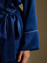 [Tummansininen] SilkSilky-FI Long Sleeve Shawl Collar Naisten Pyjamat 004