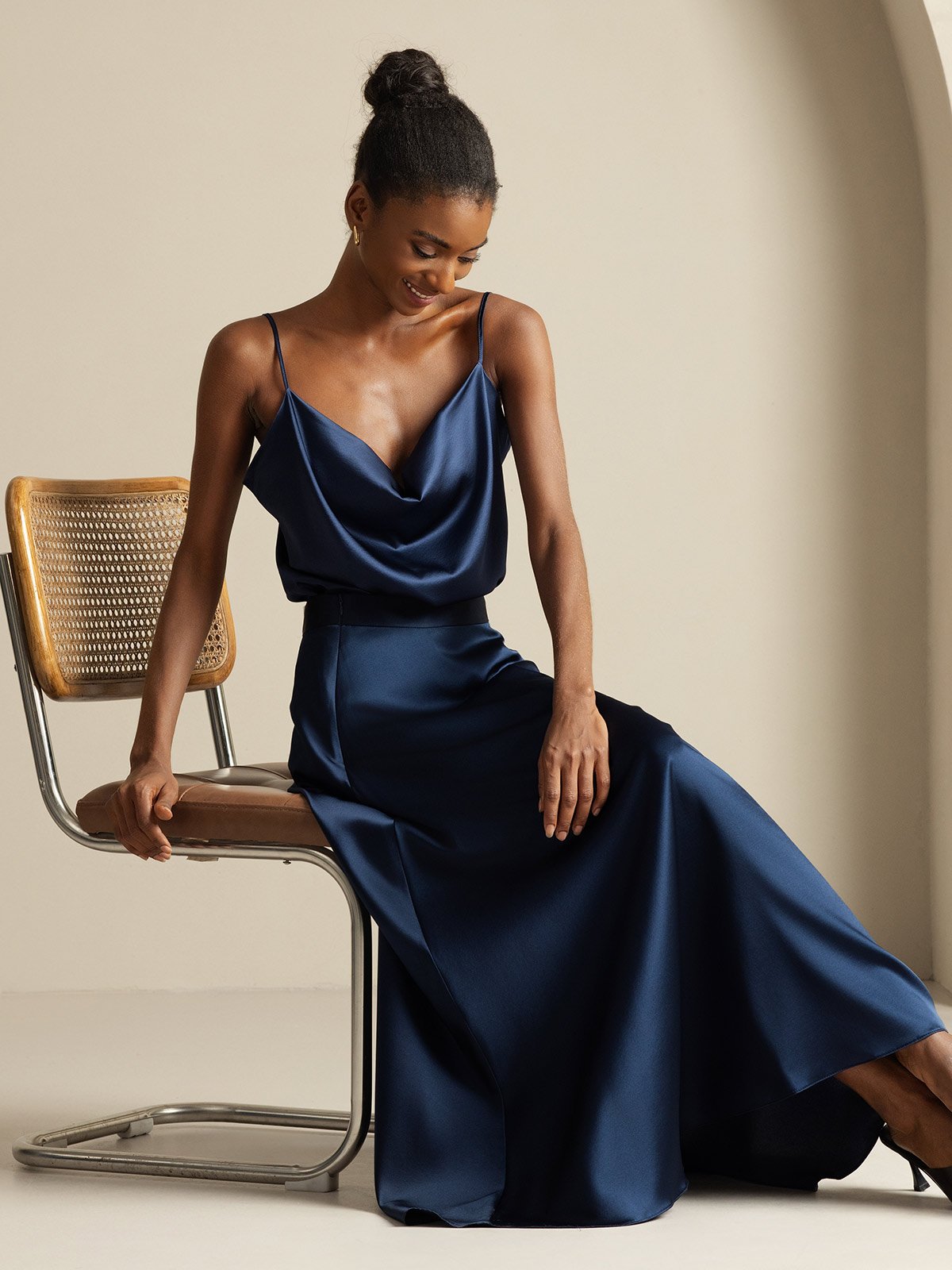 [Tummansininen] SilkSilky-FI 19Momme Womens Outfit Sets 008,