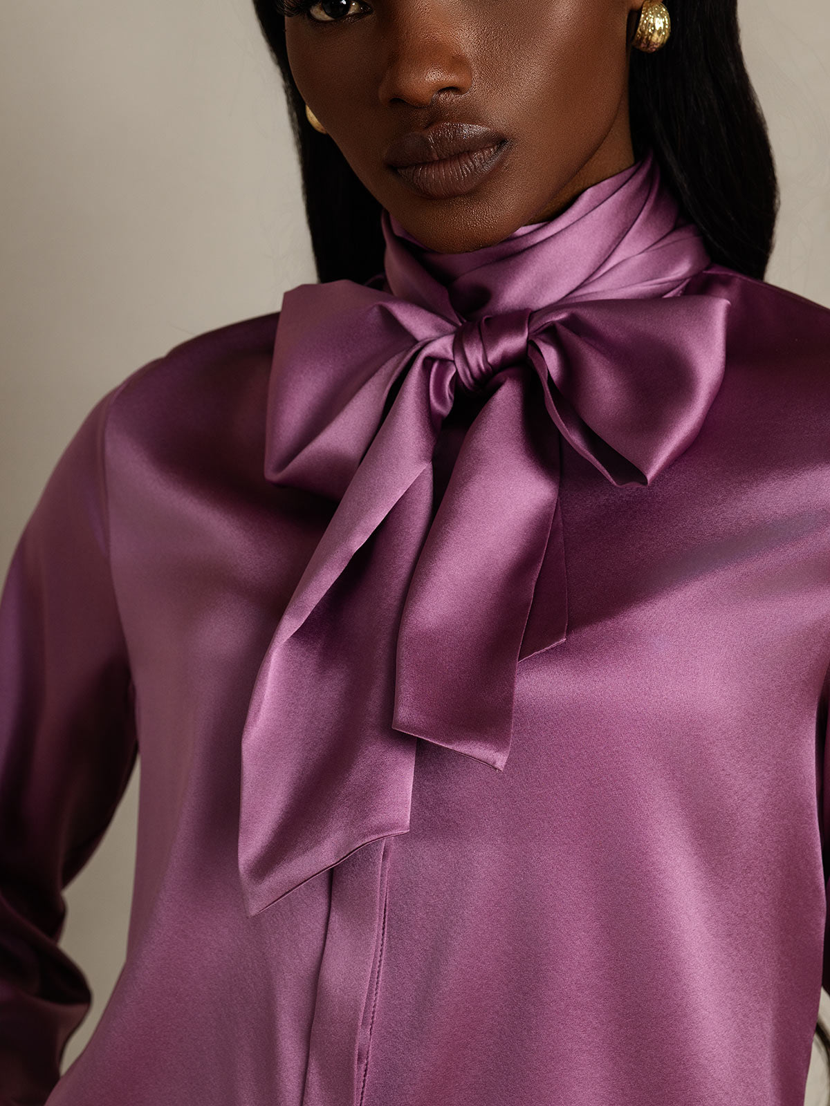 [Tumma Violetti] SilkSilky-FI 19Momme Womens Shirt 009